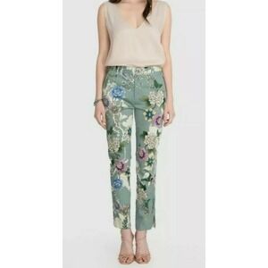 JOHNNY WAS‎ Swingline Women's Ankle Pants Size 0 Floral Print Cotton Twill